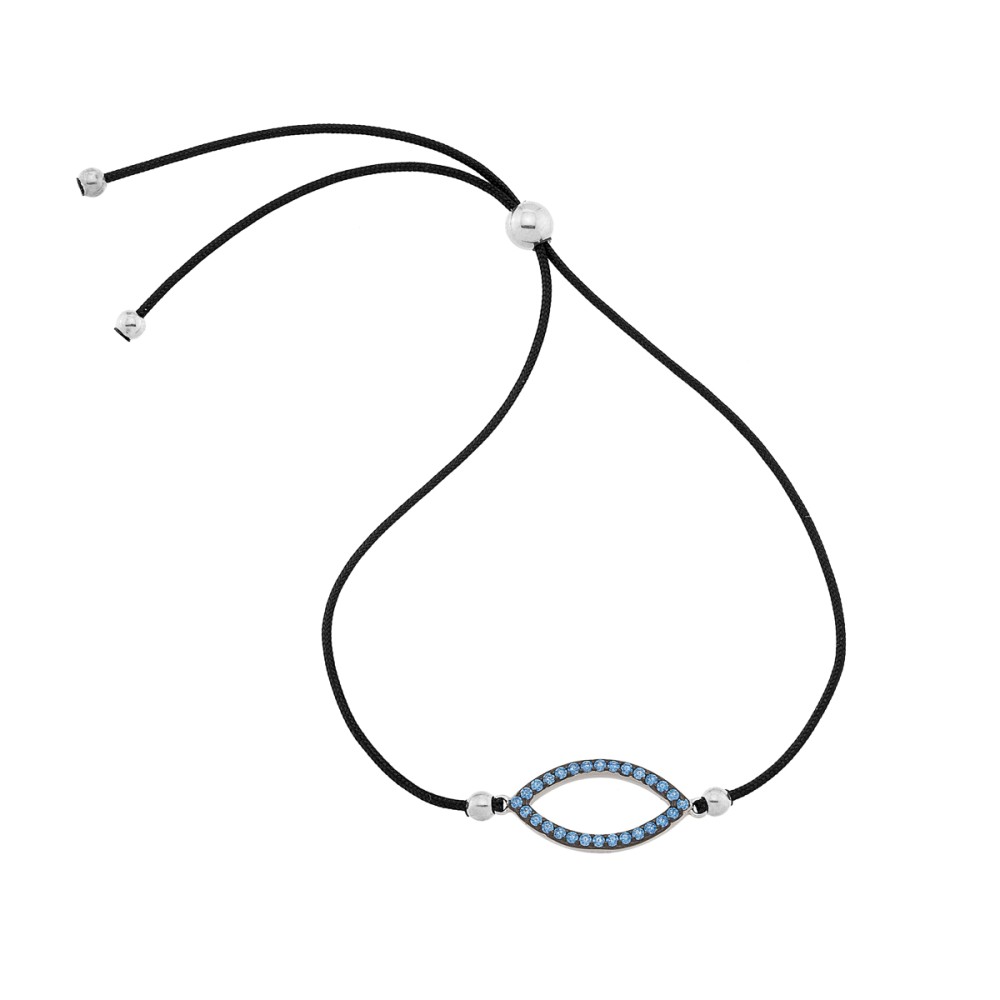 Sterling silver 925°. Mati cord bracelet with CZ