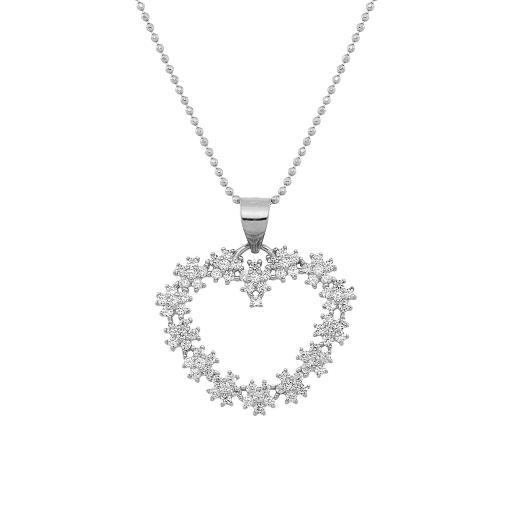 Sterling silver 925°. Heart pendant with CZ