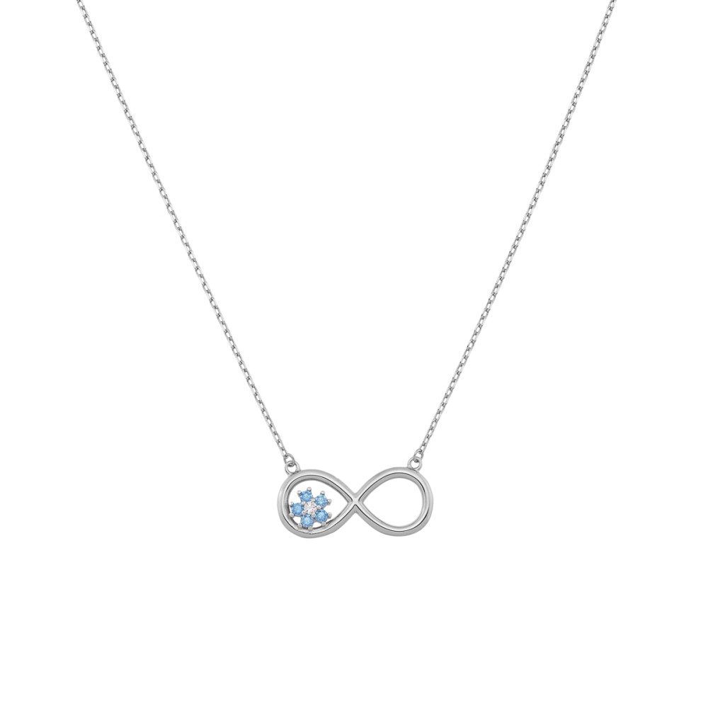 Sterling silver 925°. Infinity pendant with flower CZ