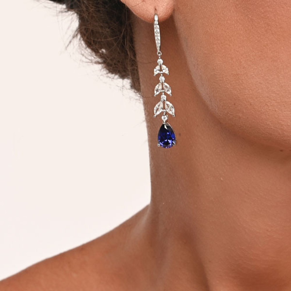 Sterling silver 925°. Drop earrings with CZ