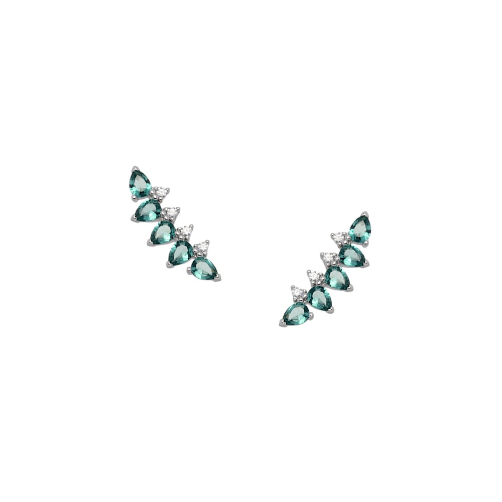 Sterling silver 925°. Curved studs with CZ