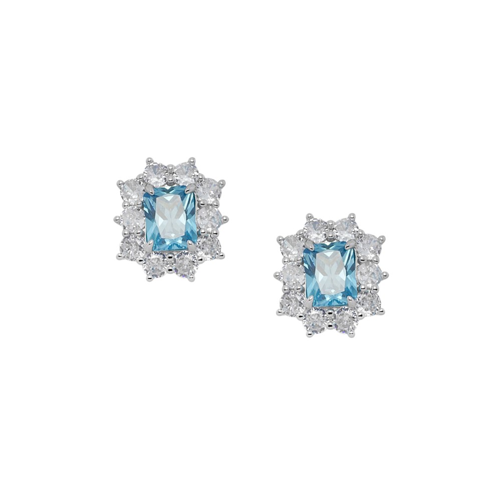 Sterling silver 925°. Rosette studs with CZ