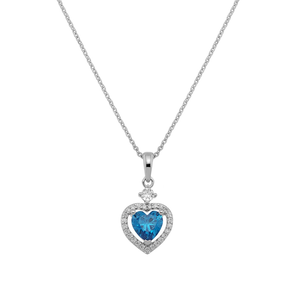 Sterling silver 925°. Heart pendant with CZ 
