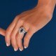 Δαχτυλίδι ροζέτα με μπλε ζιργκόν από επιπλατινωμένο ασήμι 925°