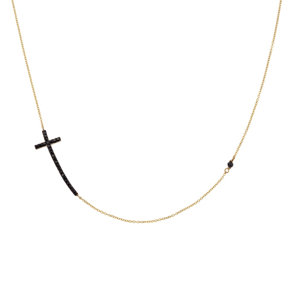 Gold 9ct. Chain with cross and bead