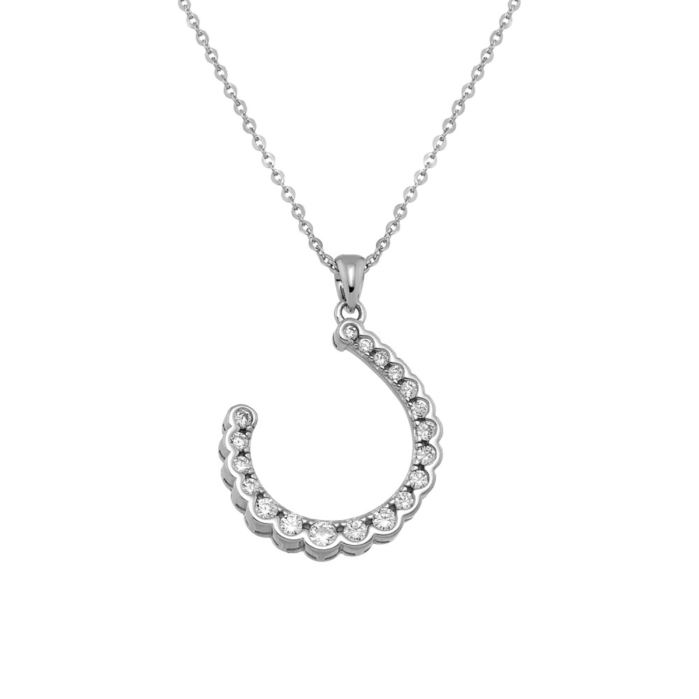 Sterling silver 925°. Half hoop pendant with CZ