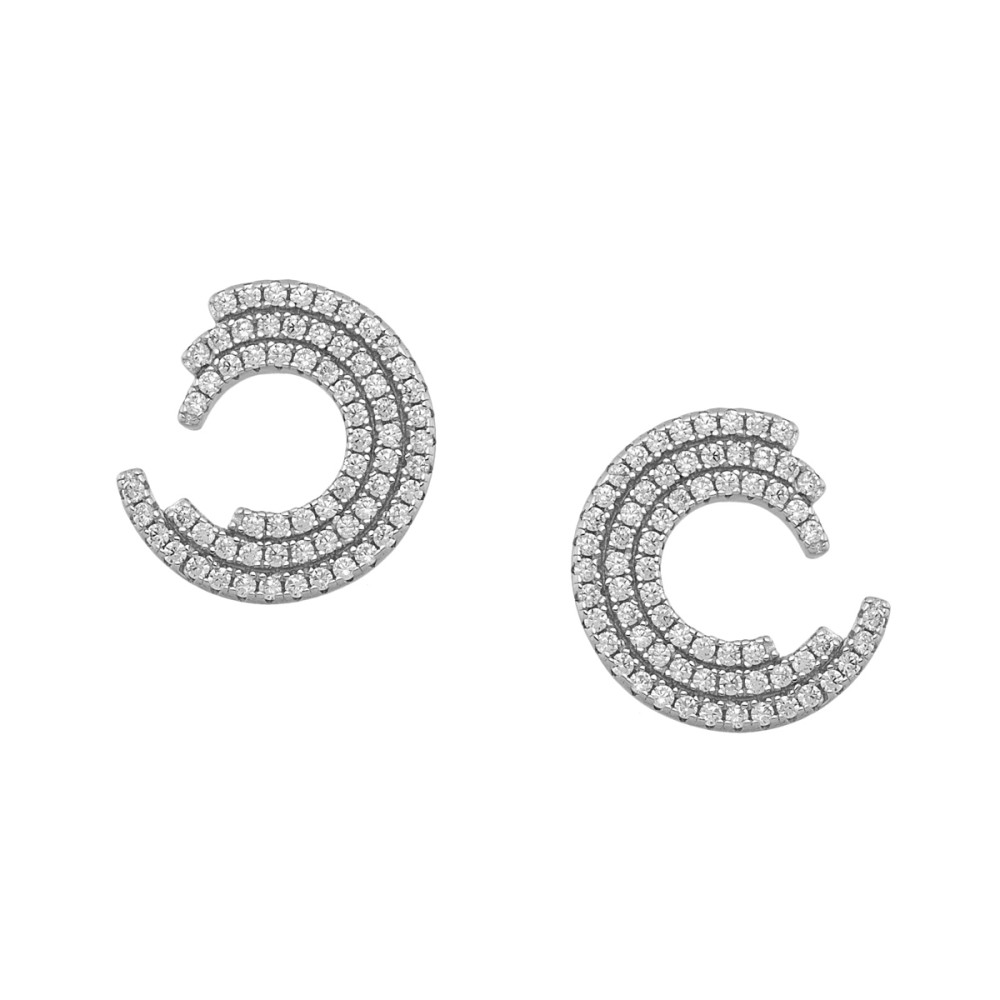 Sterling silver 925°. Triple arc stud earrings