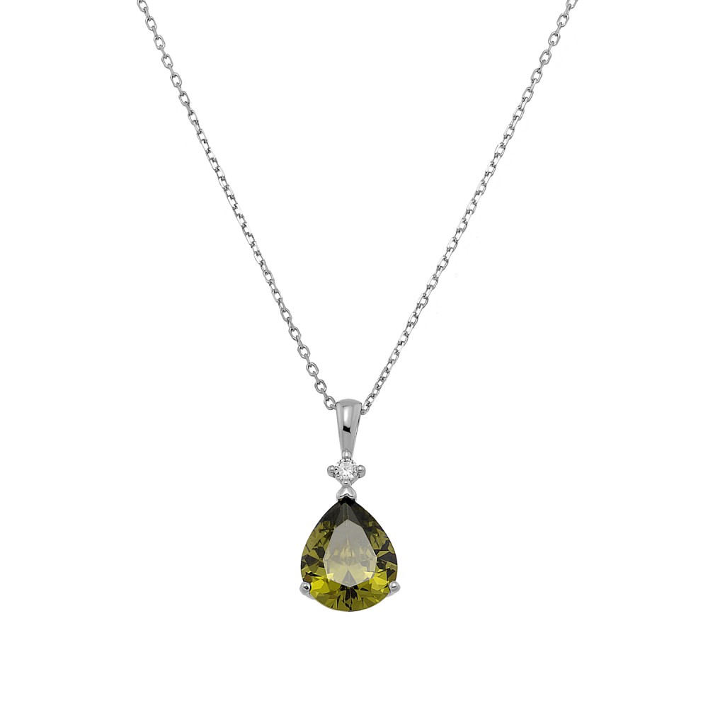 Sterling silver 925°. Teardop solitaire pendant necklace