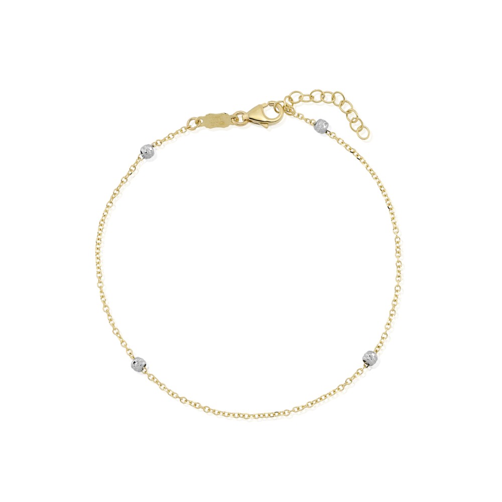 Gold 14ct. Chain bracelet with beads