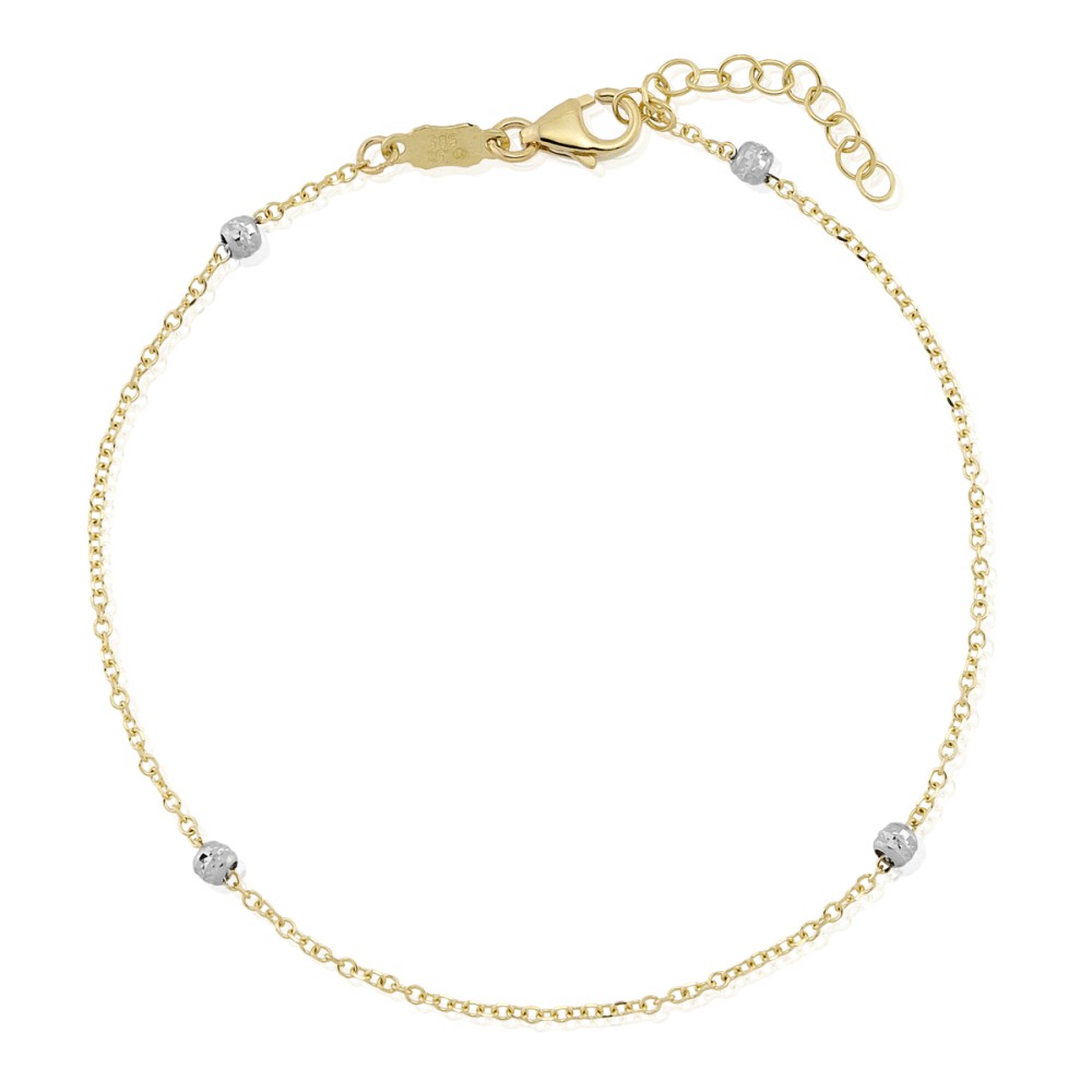 Gold 14ct. Chain bracelet with beads