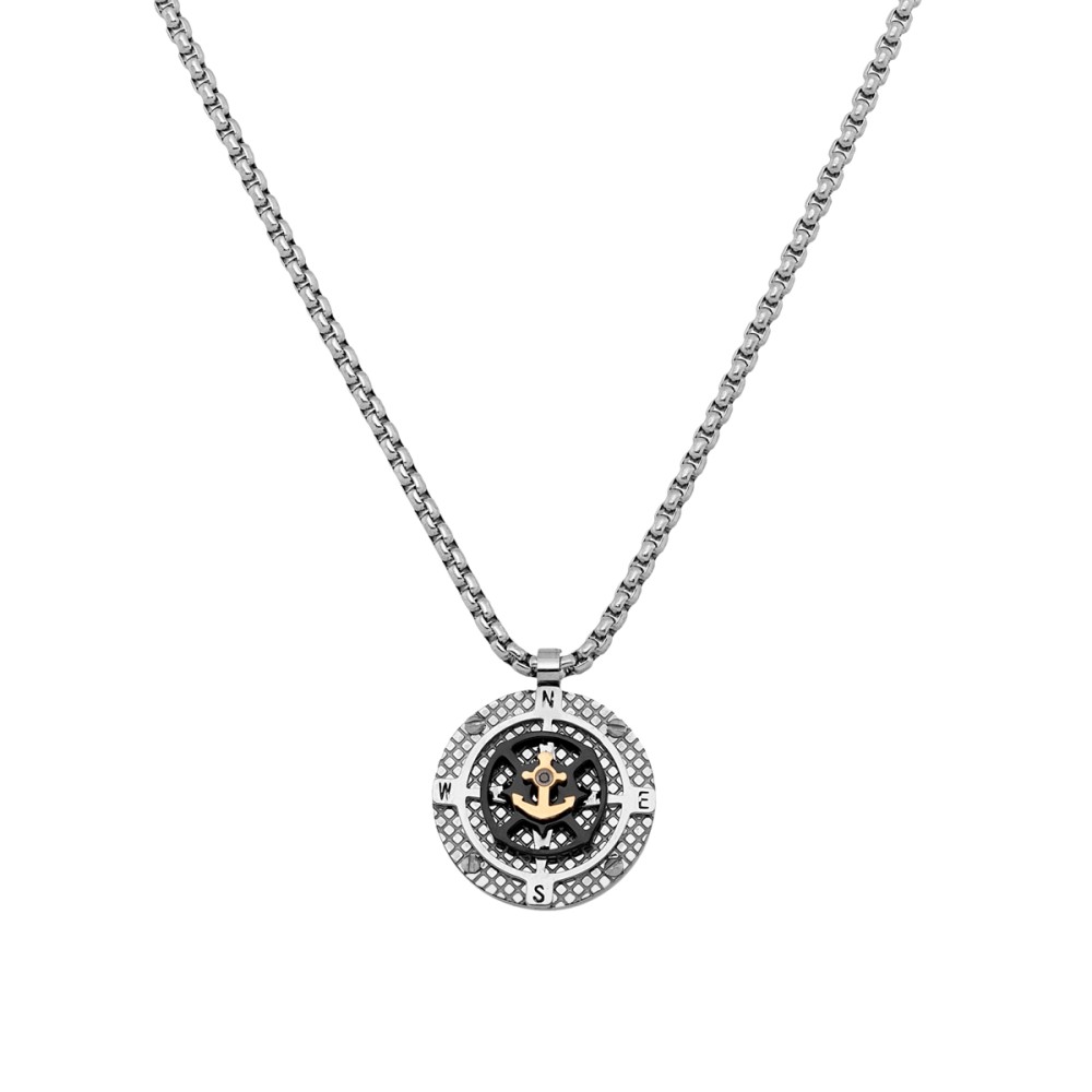 Stainless Steel. Compass pendant necklace