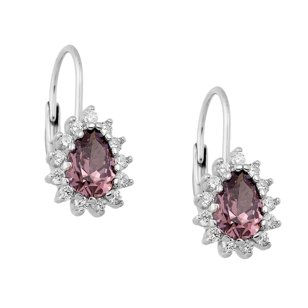 Sterling silver 925°. Starburst earrings with CZ