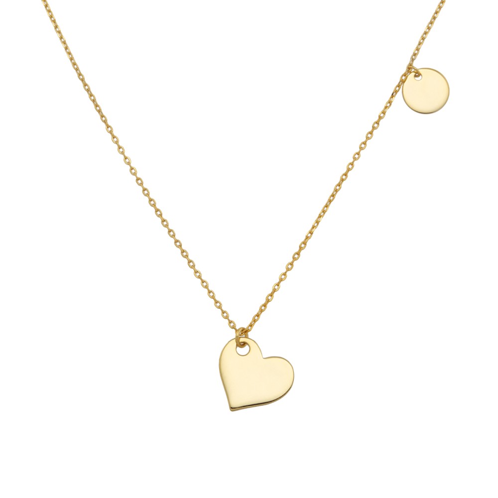 Sterling silver 925°. Heart and disc necklace