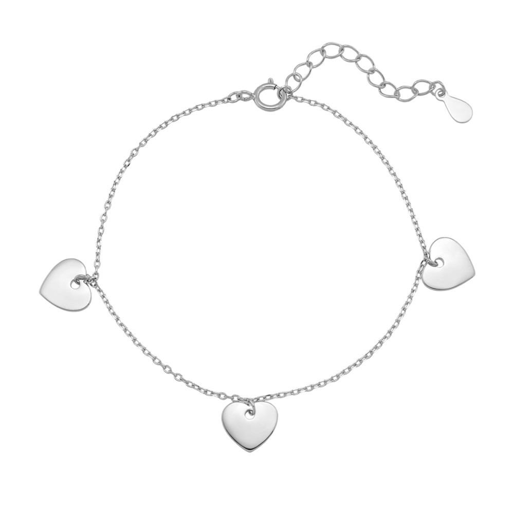 Sterling silver 925°. Triple hearts chain bracelet