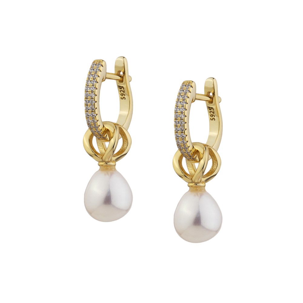 Sterling silver 925°. Pearl drop earrings