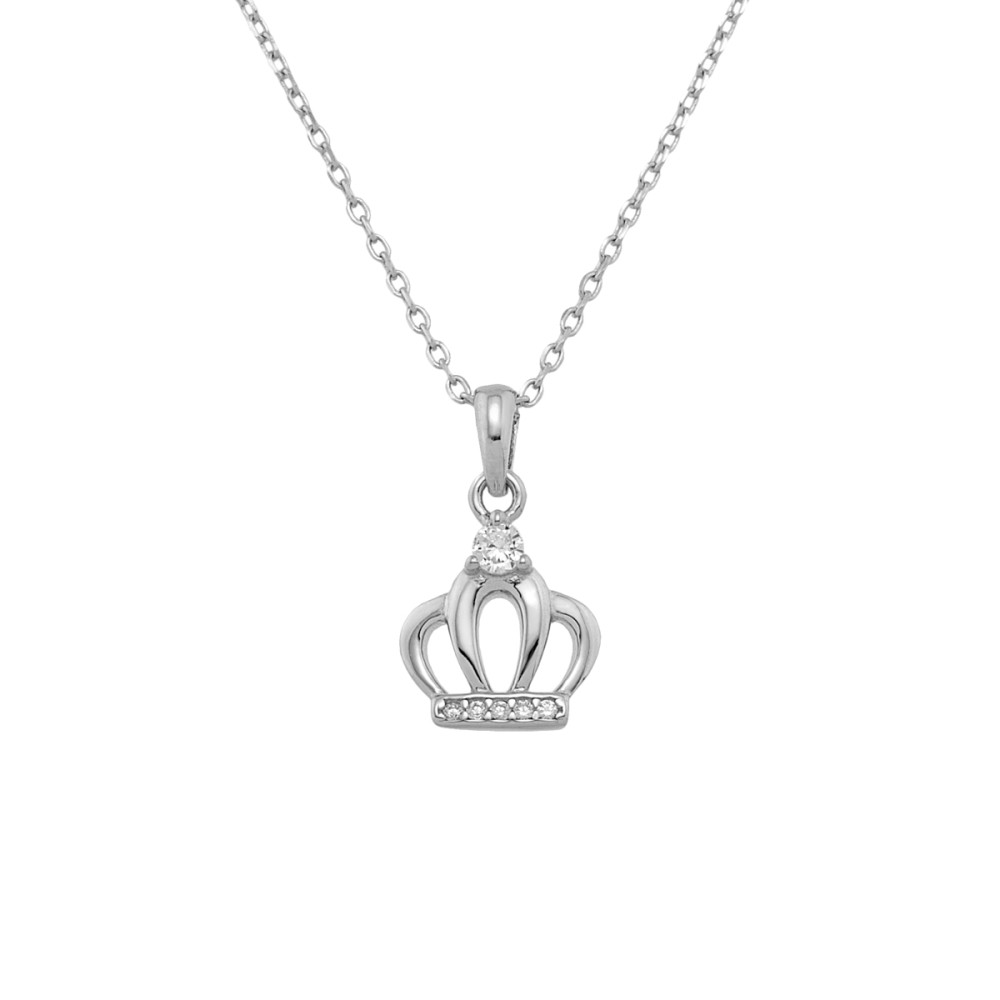 Sterling silver 925°. Crown pendant with CZ