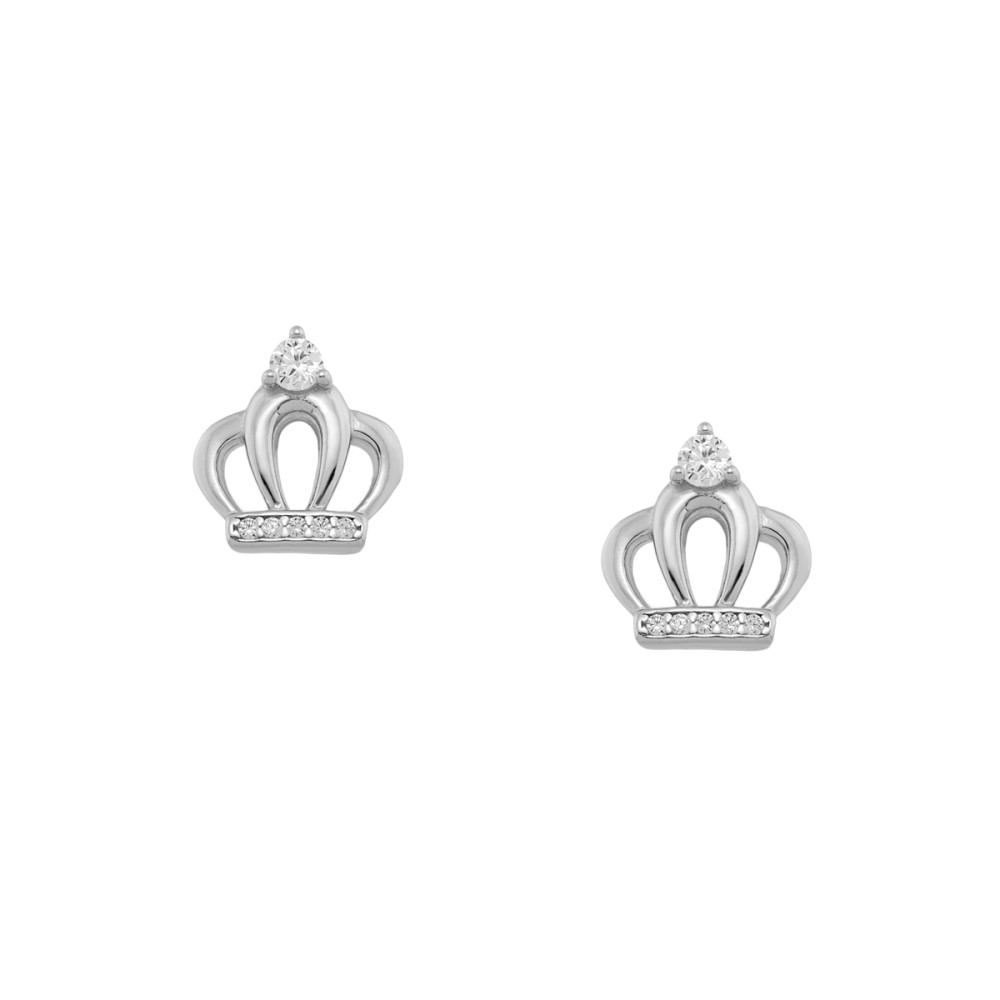 Sterling silver 925°. Crown studs with CZ 