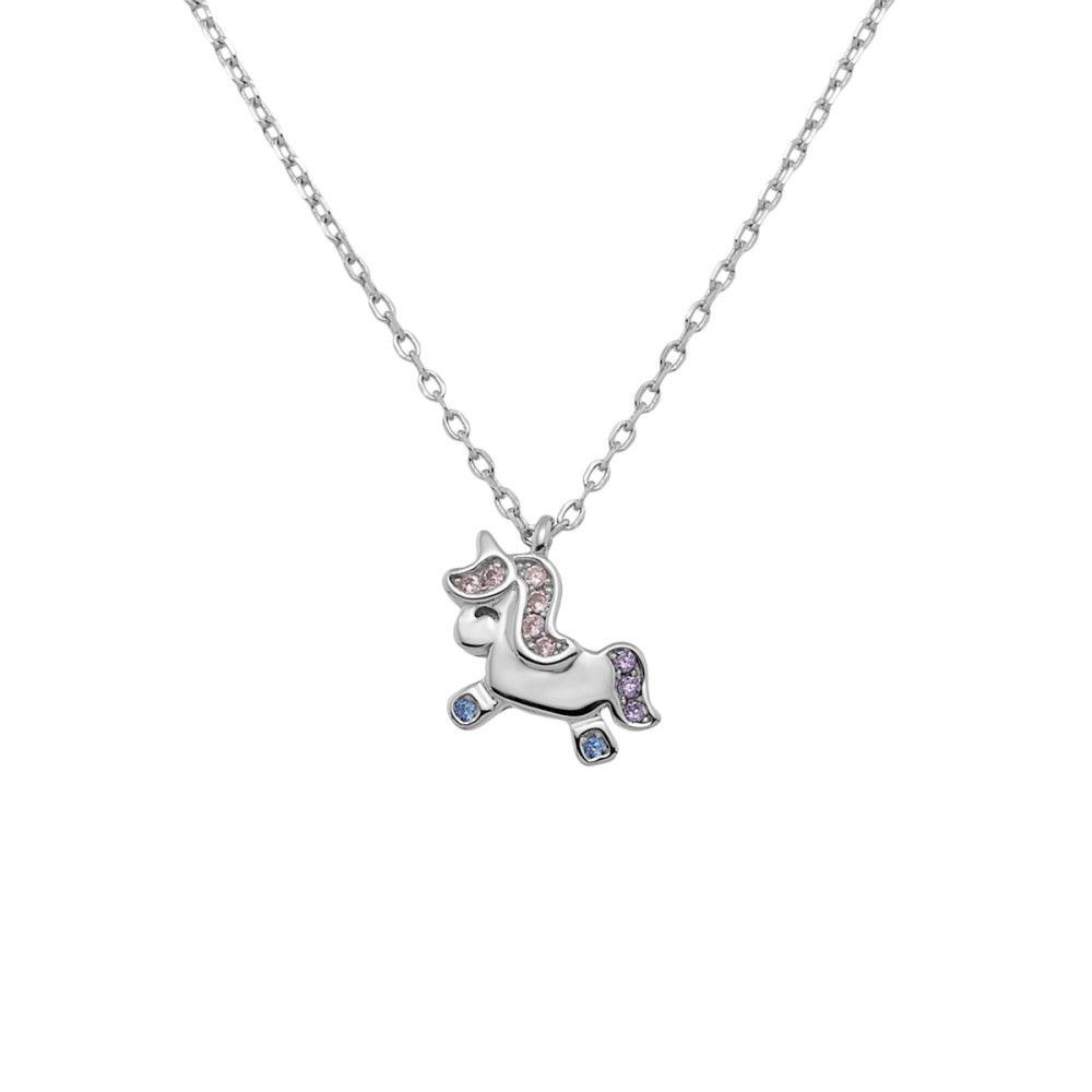 Sterling silver 925°. Unicorn pendant with CZ