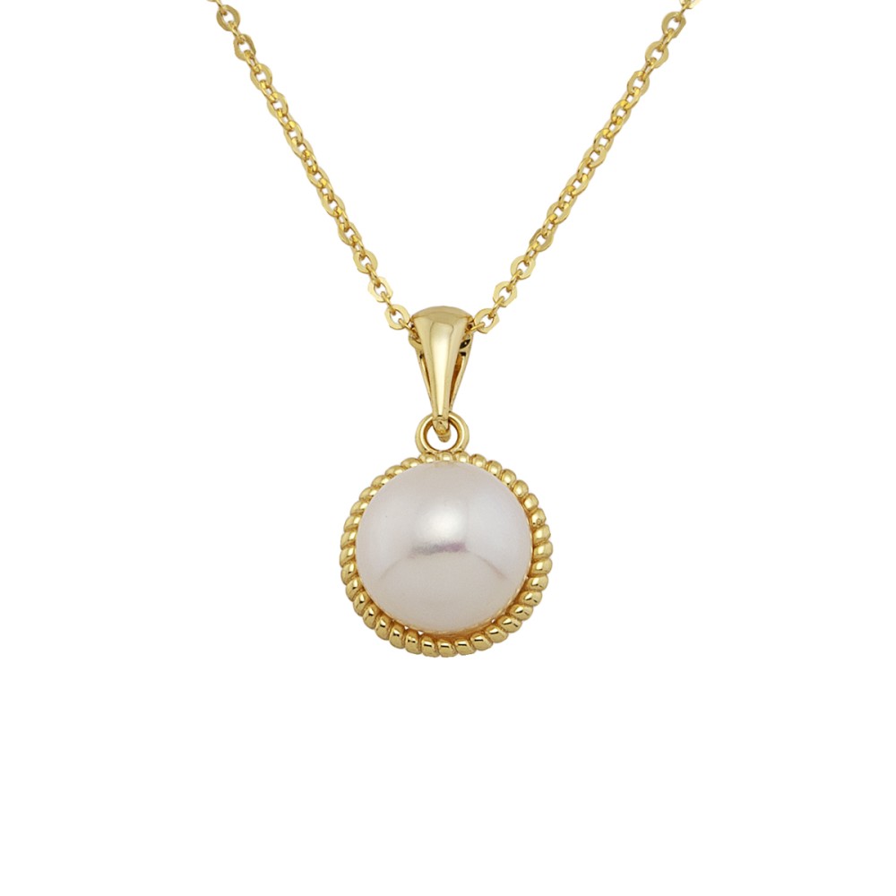 Sterling silver 925°. Pearl pendant with halo 