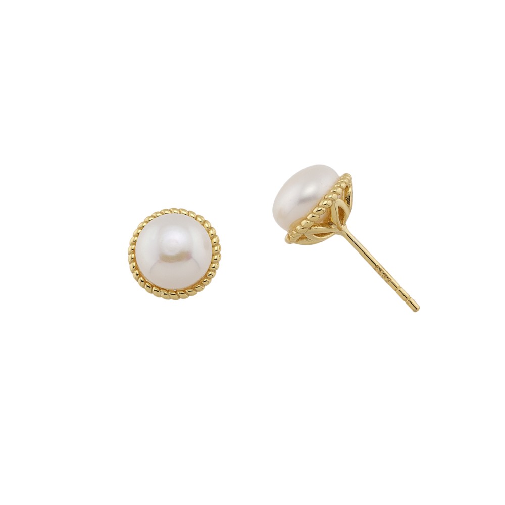 Sterling silver 925°. Pearl earrings with halo 