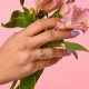 Δαχτυλίδι μονόπετρο σχέδιο δάκρυ από ροζ επιχρυσωμένο ασήμι 925°