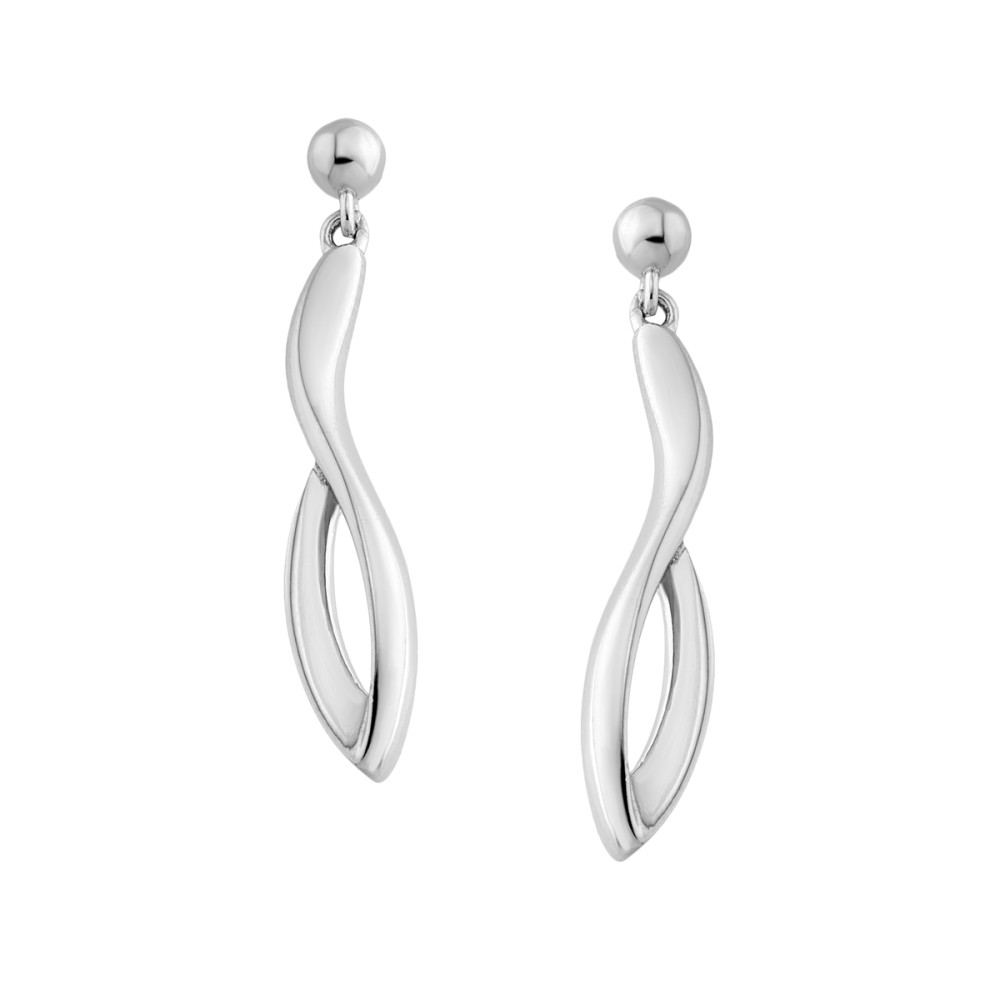 Sterling silver 925°. Open twist drop earrings