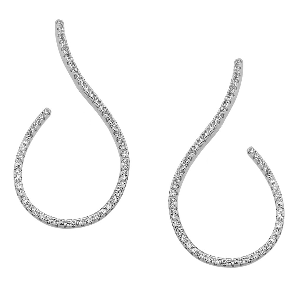 Sterling silver 925°. Curved studs with CZ