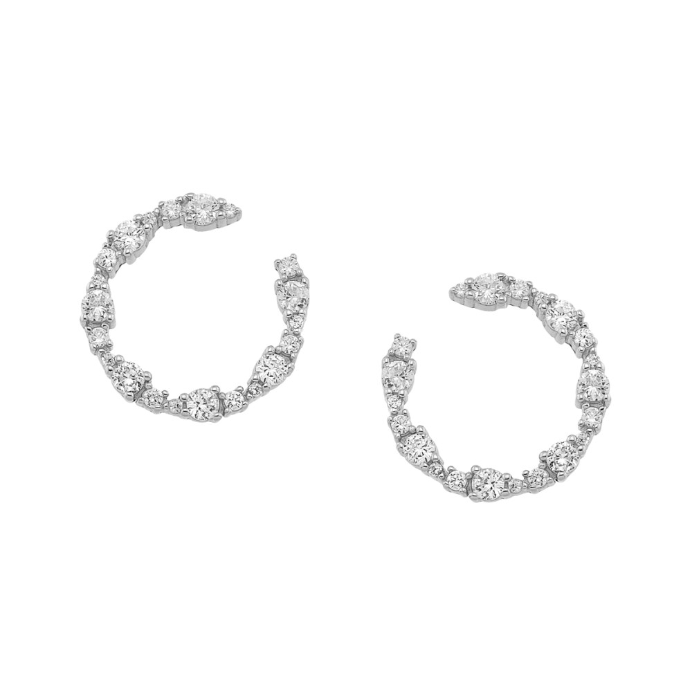 Sterling silver 925°. Open hoops with CZ