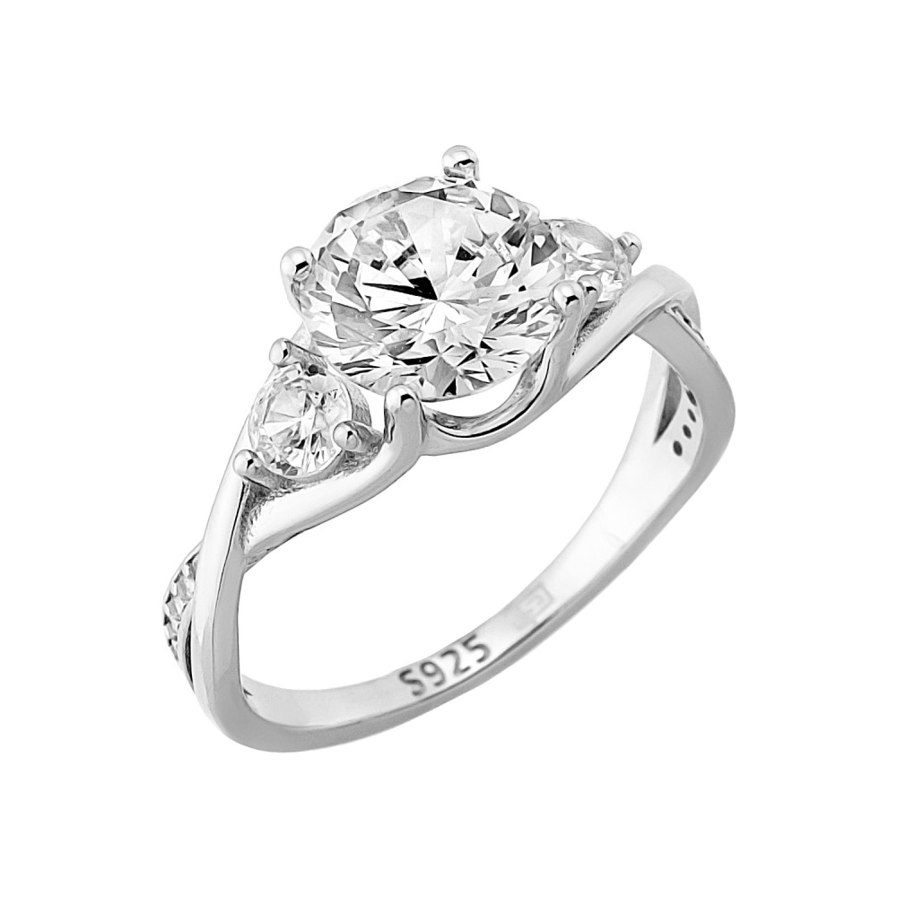 Sterling silver 925°. Triple- stone ring with CZ