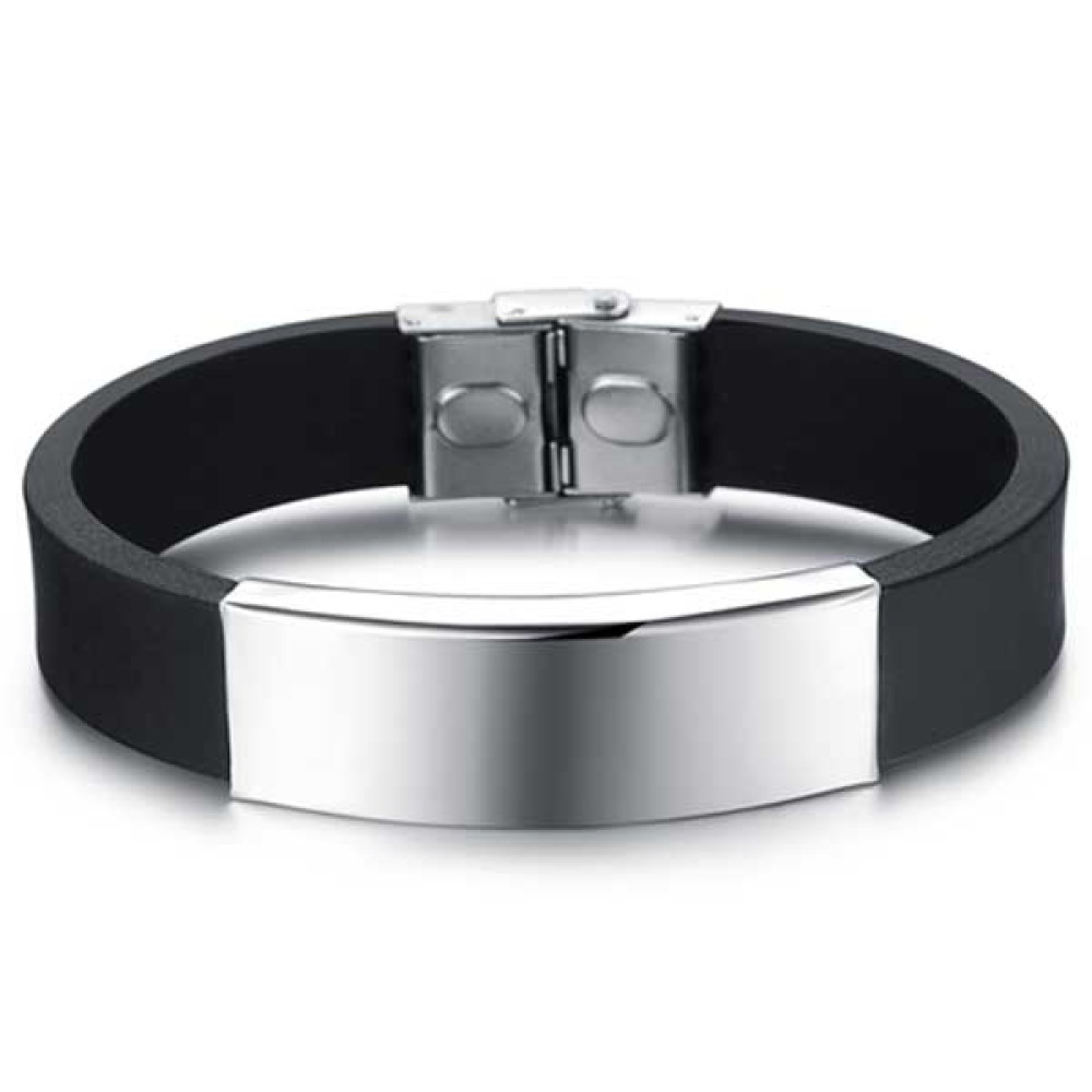 Stainless Steel. Rubber and ID bracelet