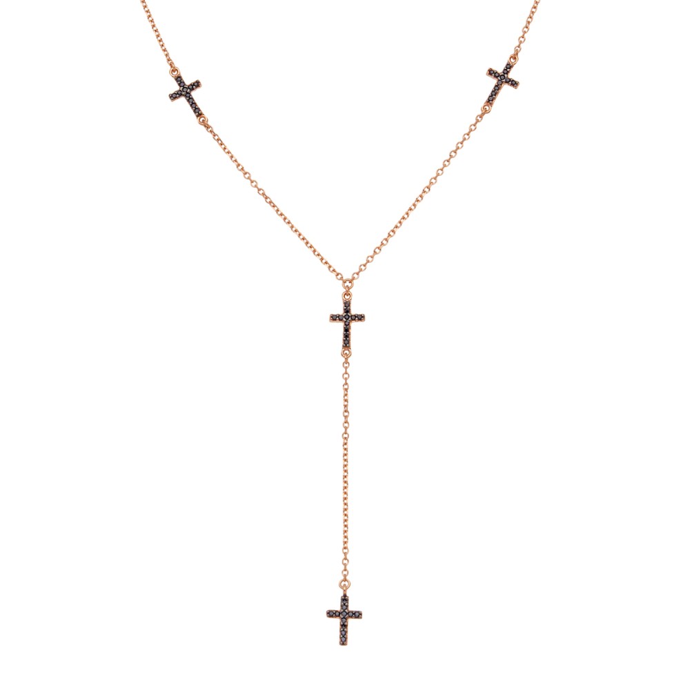 Gold 9ct. Tie chain necklace with crosses