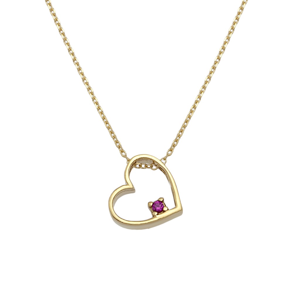 Gold 9ct. Heart pendant with solitaire CZ