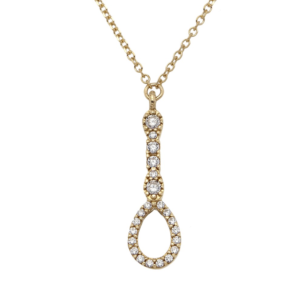 Gold 9ct. Teardrop pendant with CZ
