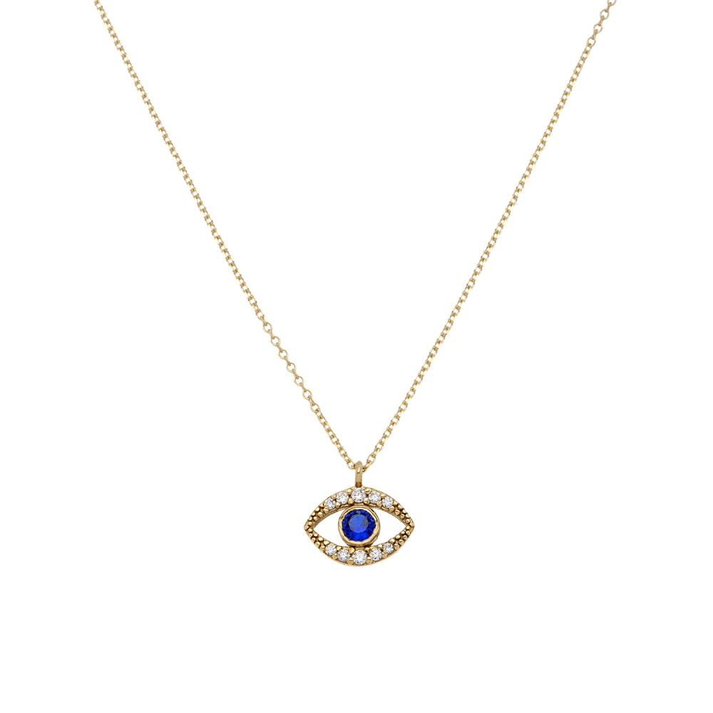 Gold 9ct. Mati pendant with CZ
