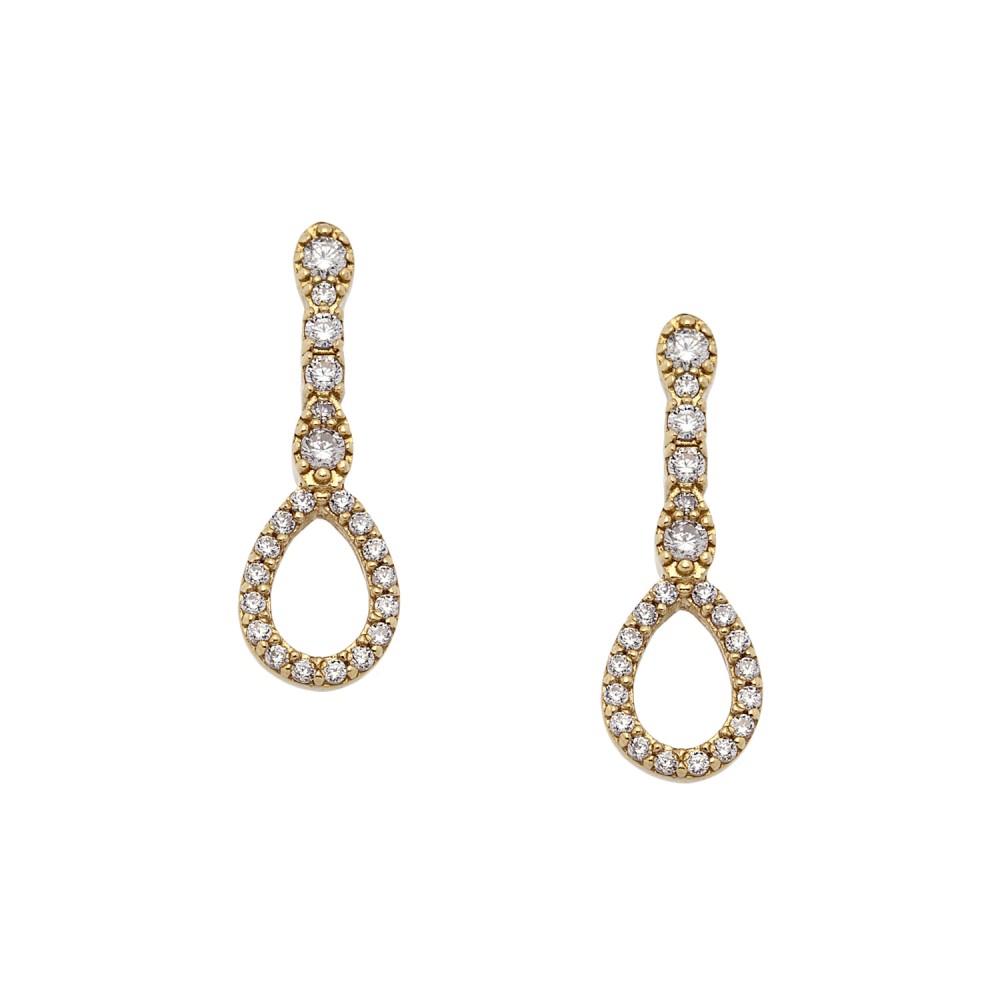 Gold 9ct. Teardrop earrings with CZ