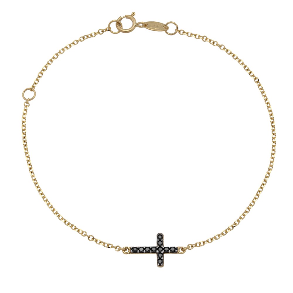 Gold 9ct. Sideways cross bracelet 