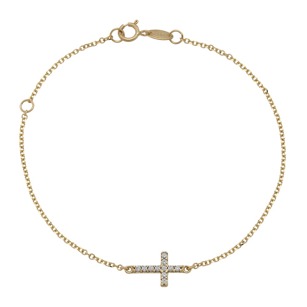 Gold 9ct. Sideways cross bracelet
