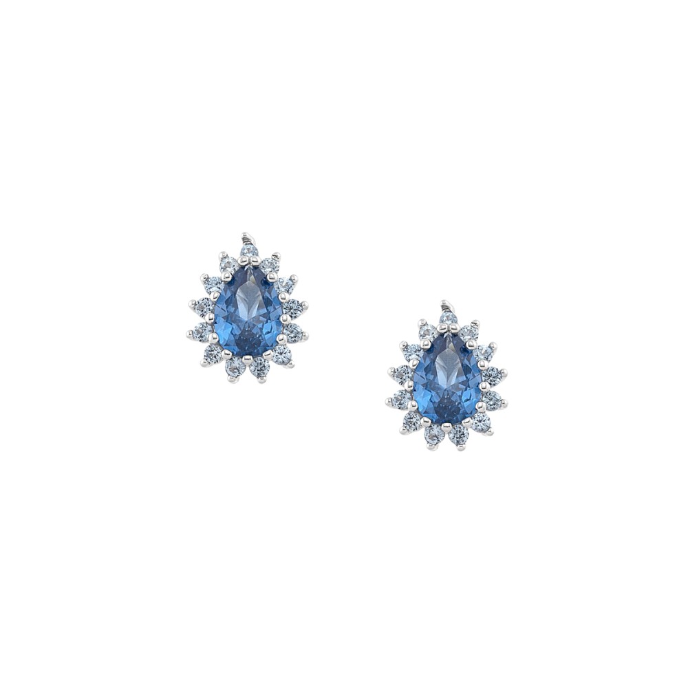 Sterling silver 925°. Teardrop rosette stud earrings
