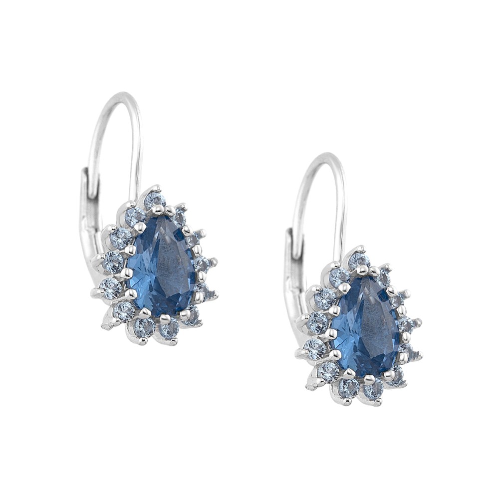Sterling silver 925°. Teardrop rosette drop earrings