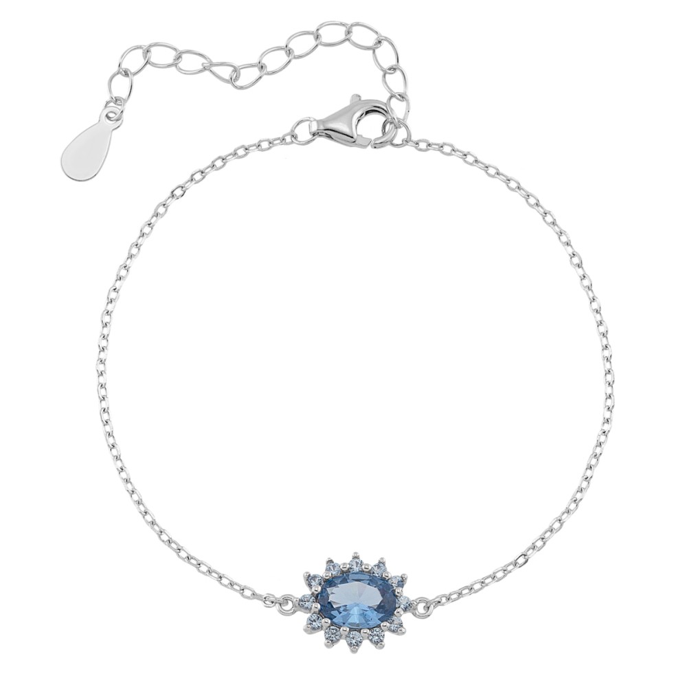Sterling silver 925°. Rosette and chain bracelet