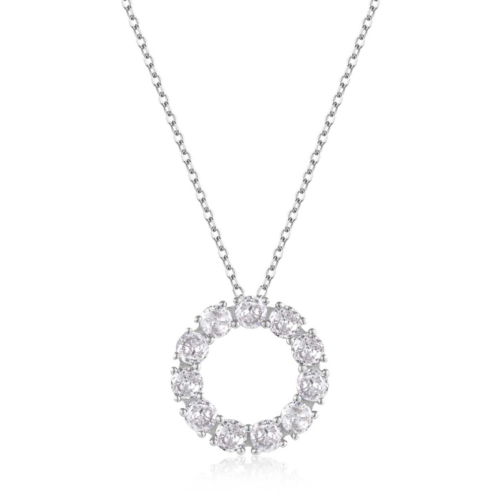 Sterling silver 925°. Open circle pendant with CZ