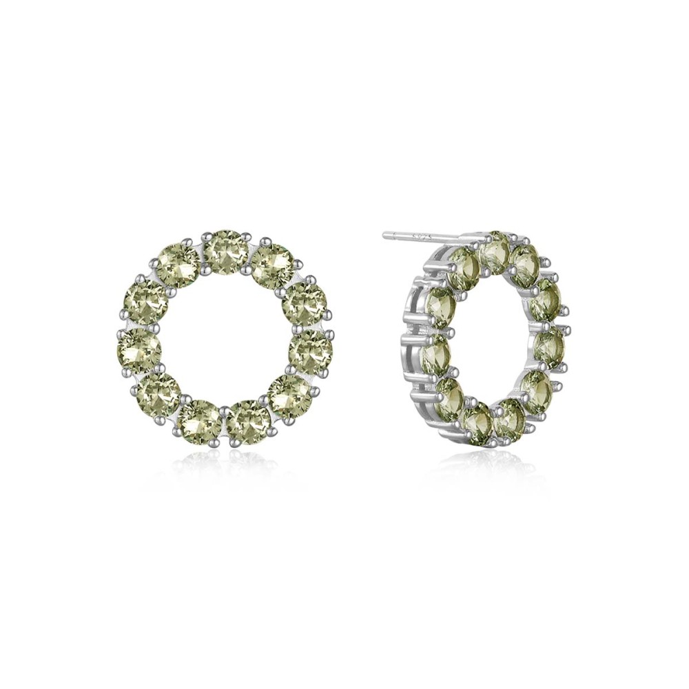 Sterling silver 925°. Open circle earrings CZ