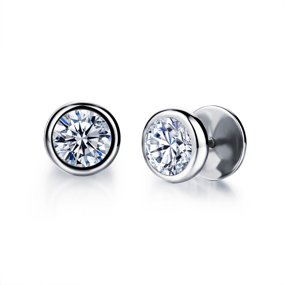 Stainless Steel. Solitaire CZ studs