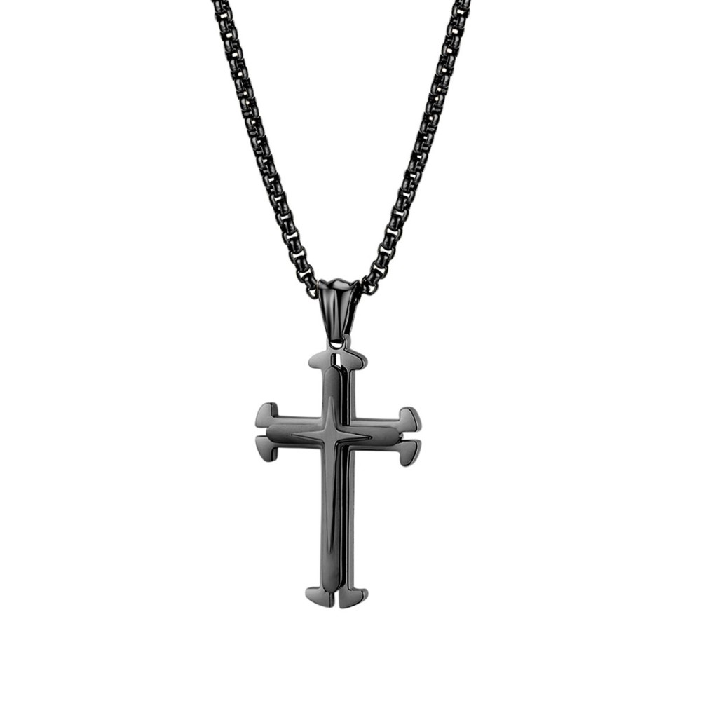 Stainless Steel. Men's cross on chain.