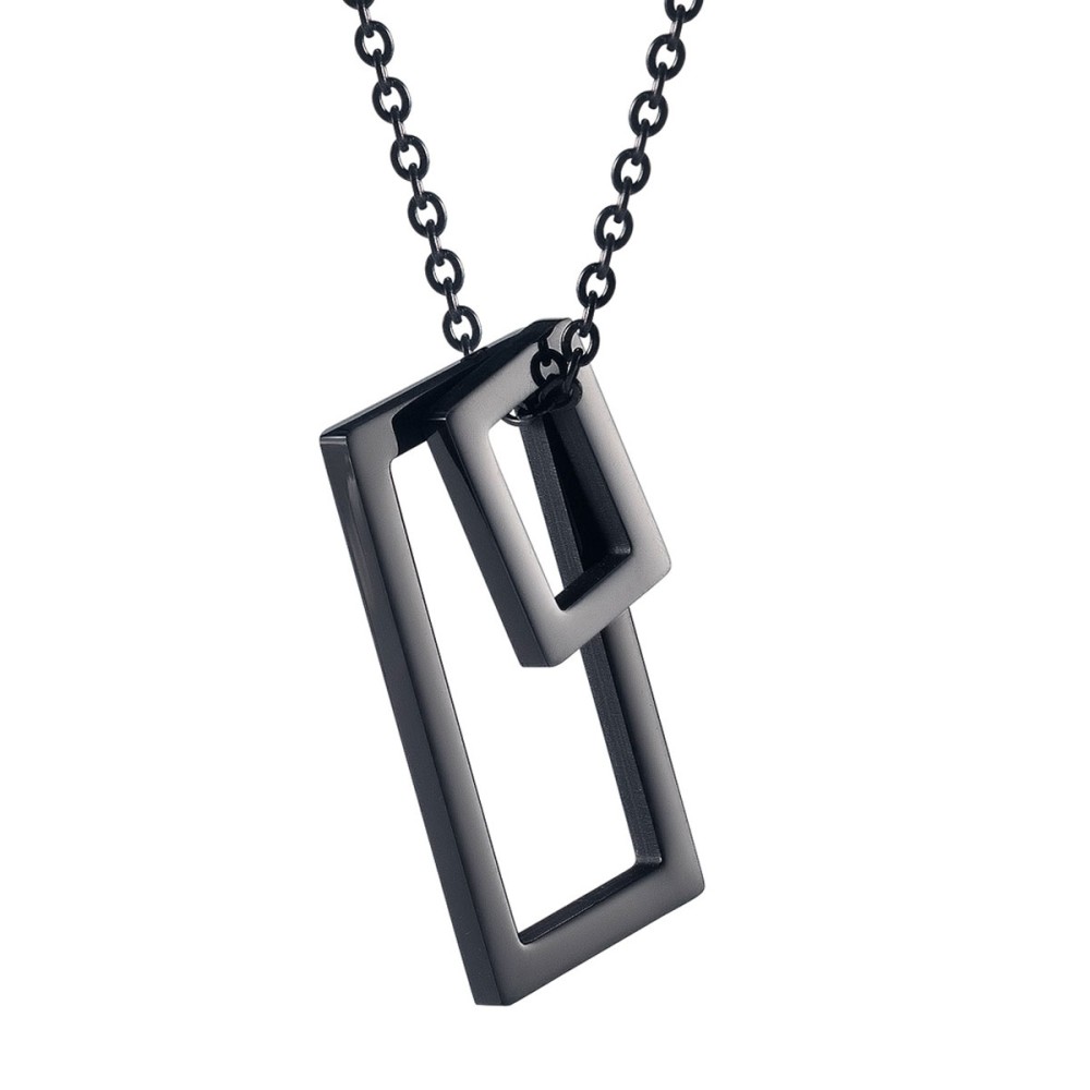 Stainless Steel. Rectangle shape pendant on chain