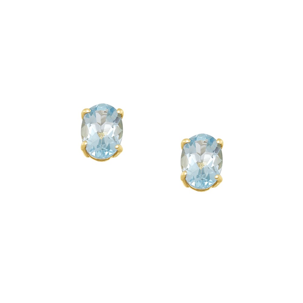 Gold 9ct. Oval stone stud earrings