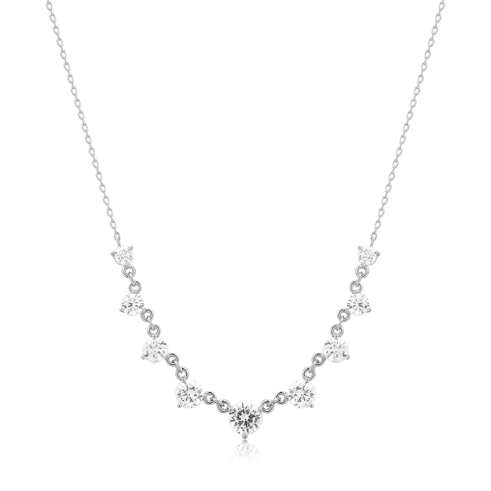 Sterling silver 925°. Solitaire station chain necklace