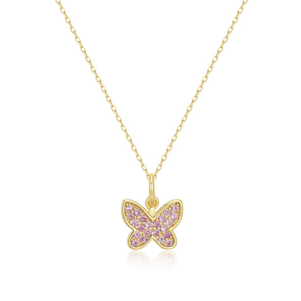 Sterling silver 925°. Butterfly with CZ on chain necklace