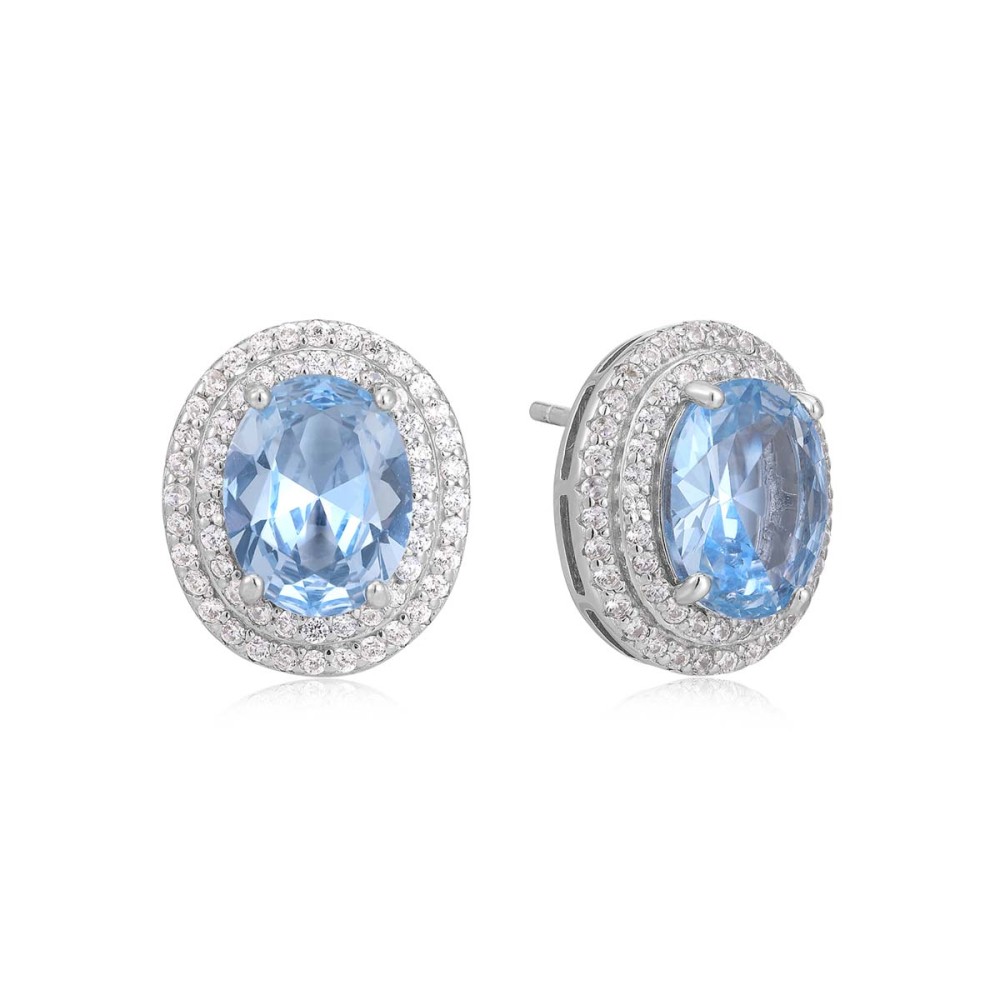 Sterling silver 925°. Oval rosette stud earrings