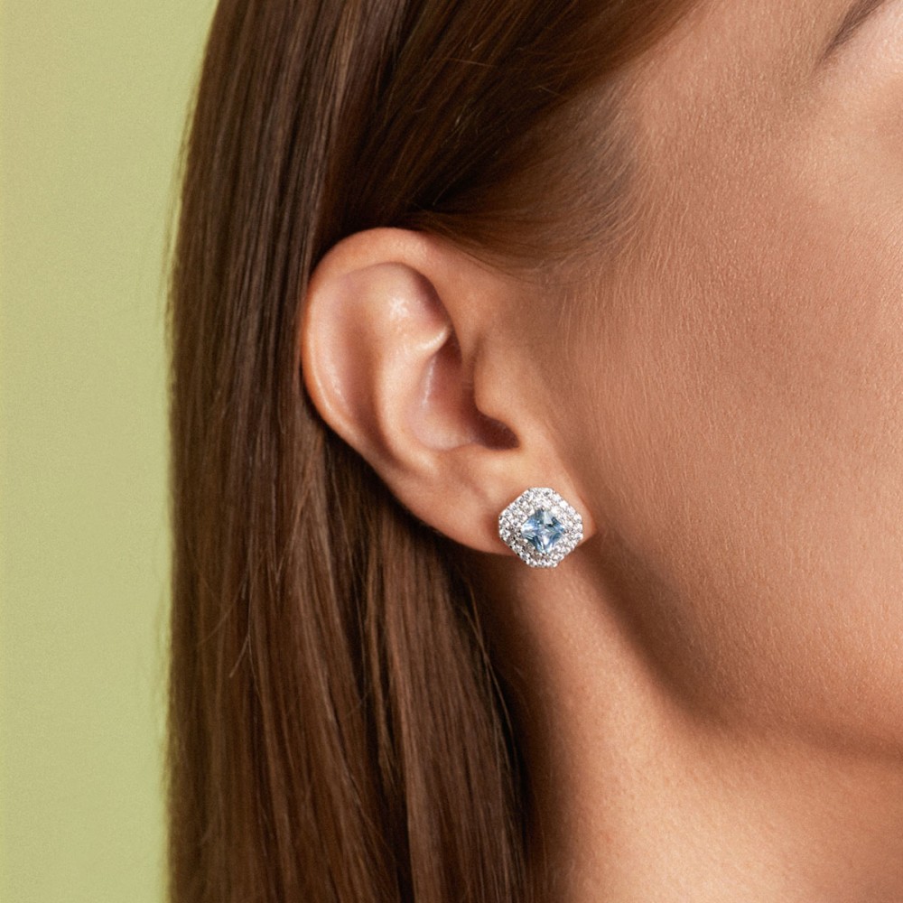 Sterling silver 925°. Square rosette stud earrings